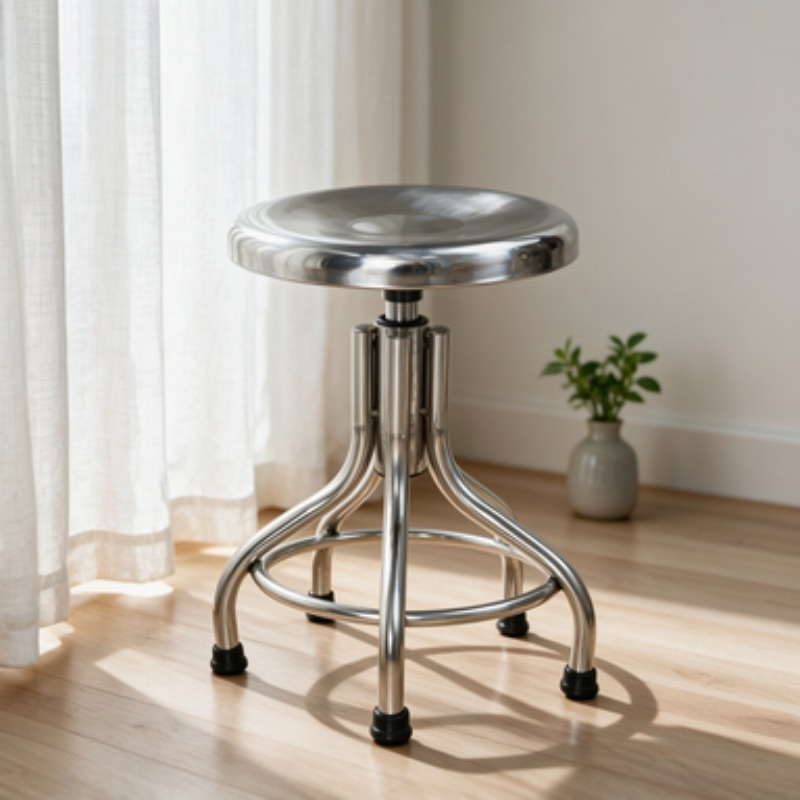 Medical Lab Furniture - Taburete Giratorio Redondo de Acero Inoxidable